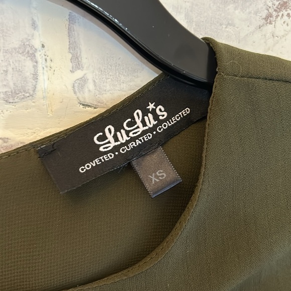 Lulu’s Women’s Shift Dress Olive Green Back Zip Short Sleeve Oversized XS - Picture 6 of 7